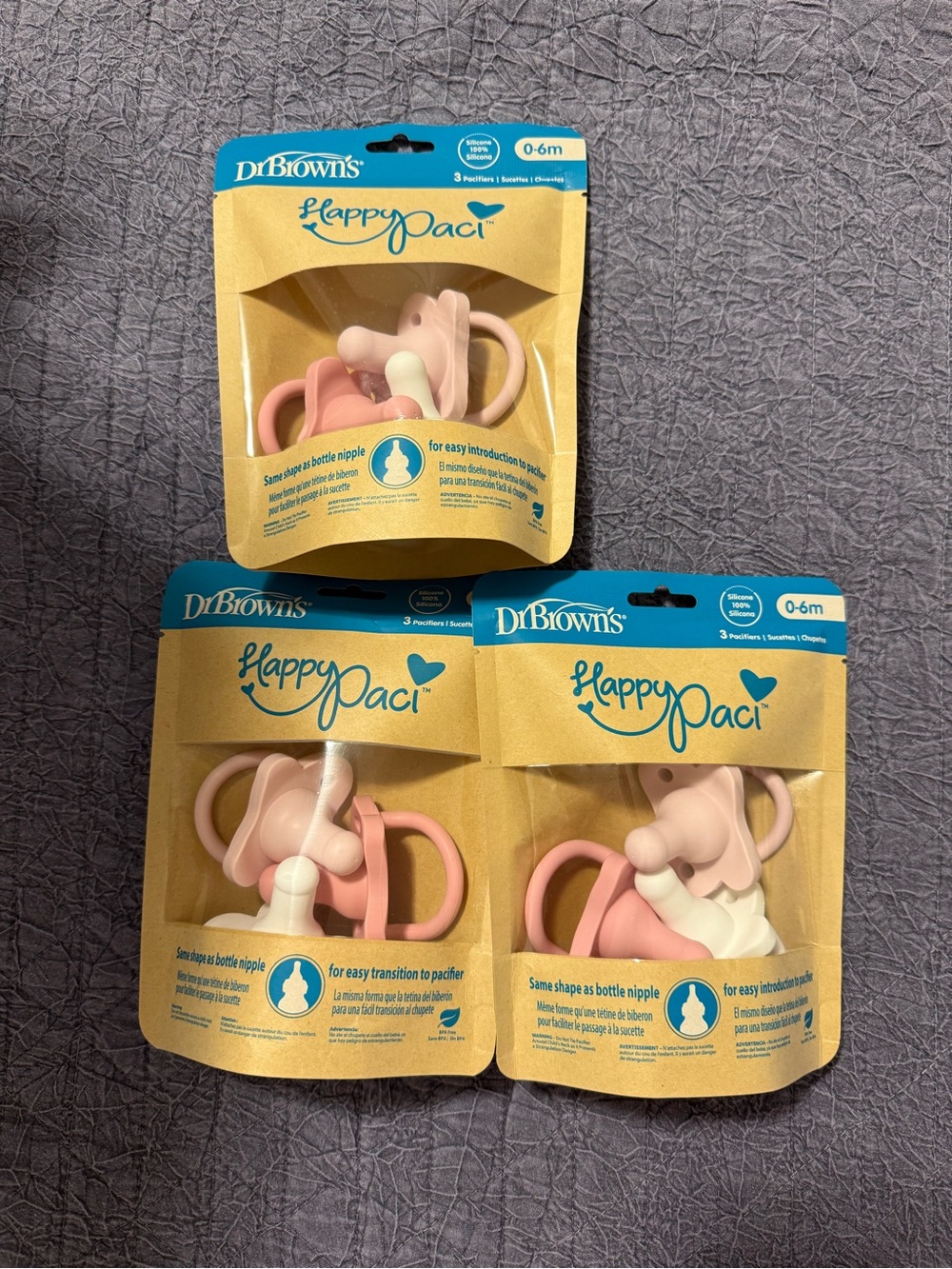 HappyPaci Baby Pacifiers - Pink (0-6m) - Pack of 3